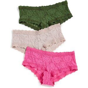 hanky panky Signature Lace Boyshort 3 Pack Pink Beige Green Size XS NIB
